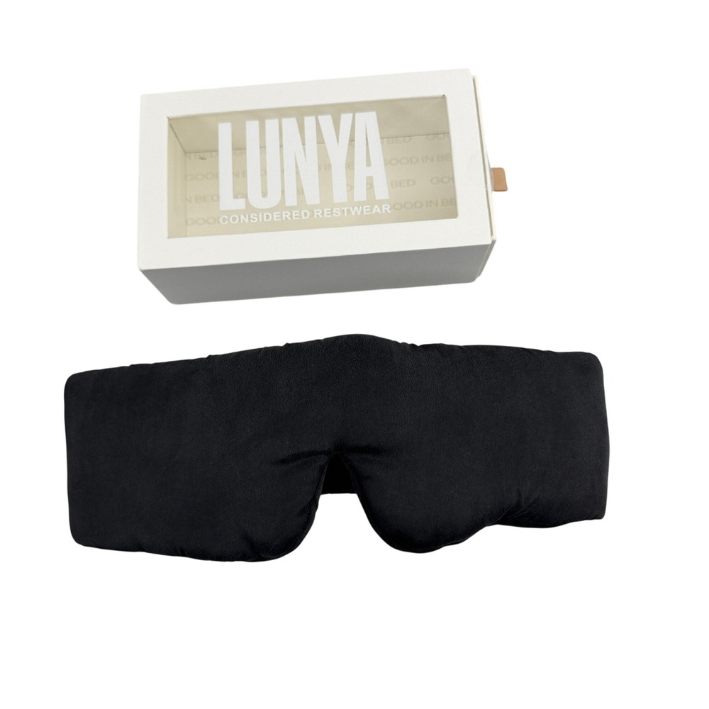 Lunya Washable Silk Sleep Mask Unisex OS Black Noise Reducing Restwear LUSK7000